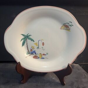 1930's Edwin Knowles Oval Platter Desert Southwest Tijuana‎ Scene 11" x9"